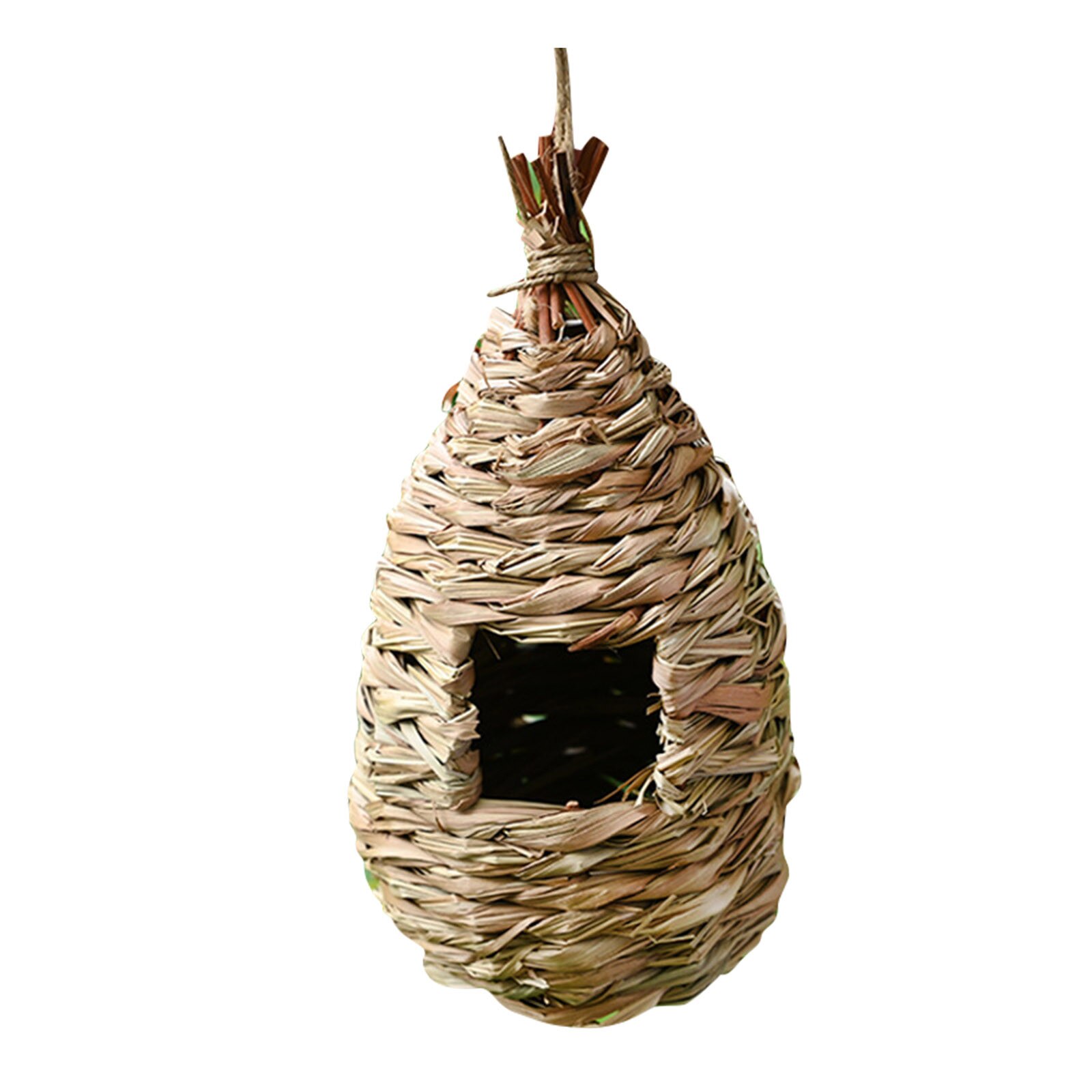Birds Nest Bird Cage Natural Grass Cage Bird House Outdoor Decorative Weaved Hanging Parrot Nest Houses Pet Bedroom For Garden: H