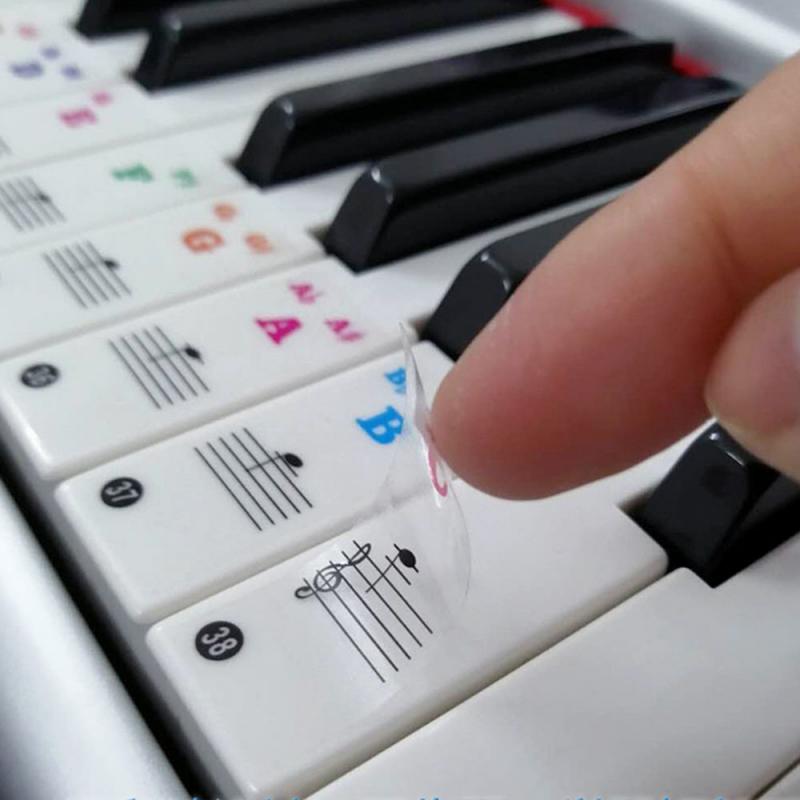 49/61/76/88 Keys Color Piano Letter Notes Stickers Keyboard Hand Roll Piano Keyboard Transparent Stickers Notation Transparent