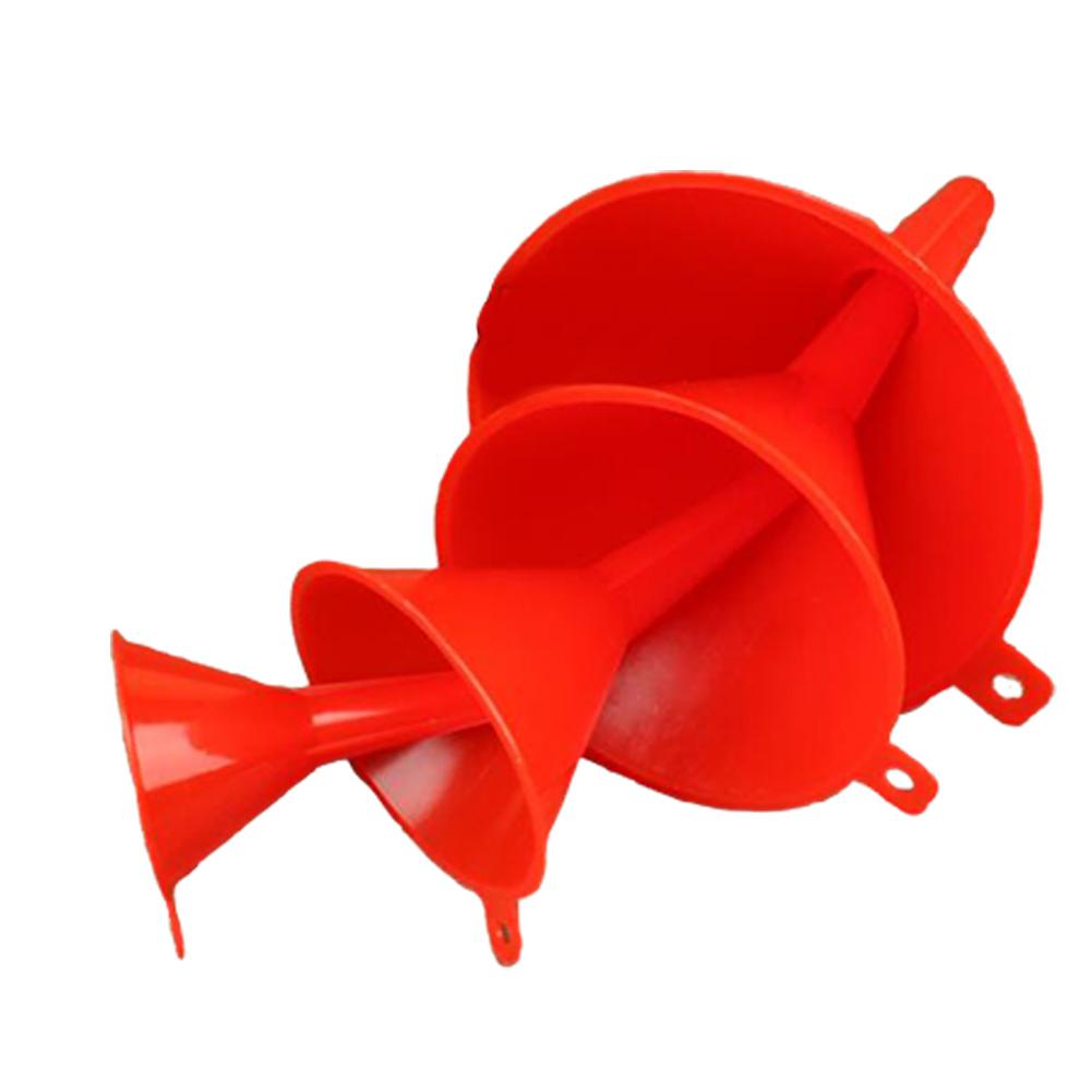 4 PCS Red Plastic Multi-Purpose Anti-leakage Funnel Portable Fuel Oil Car Home Funnel Automobile Multi - Purpose Funnel