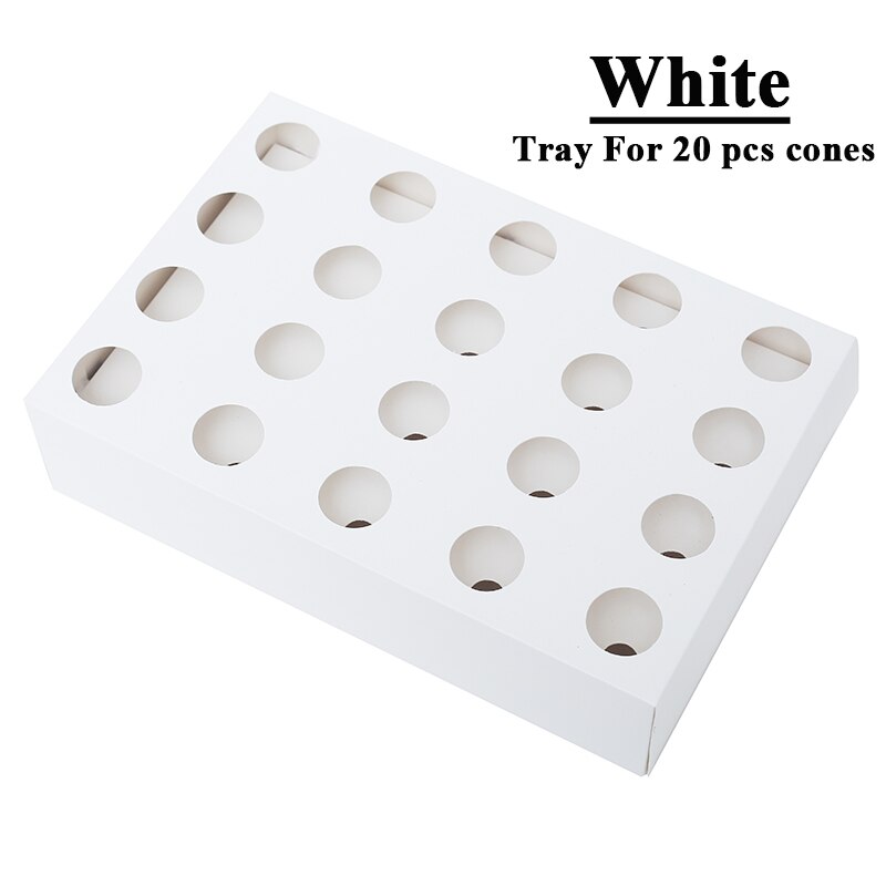 Confetti cone holder FEESTIGO natural confetti cones holder for wedding decoration White-Kraft confetti cones stand box tray: White Tray / 5PCS