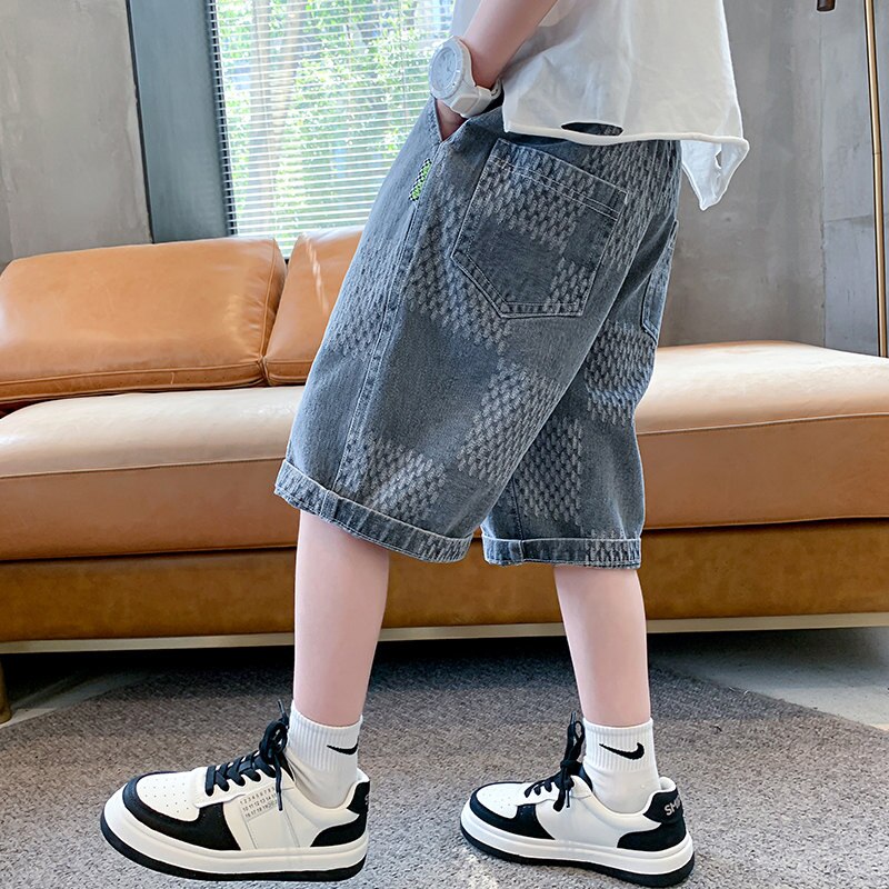 Denim kurze Hose für freundlicher Jungen 2022 Sommer lässig Baumwolle Einfarbig freundlicher Kurze Jean Knie Länge Hosen 5 zu 14 Jahre alt