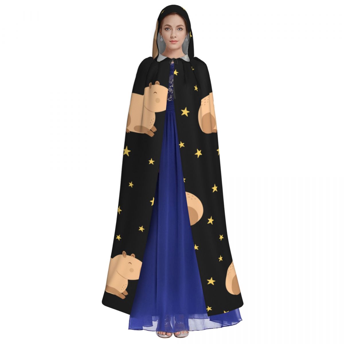 Hooded Cloak Unisex Cloak with Hood Capybaras And Stars Cloak Vampire Witch Cape Cosplay Costume