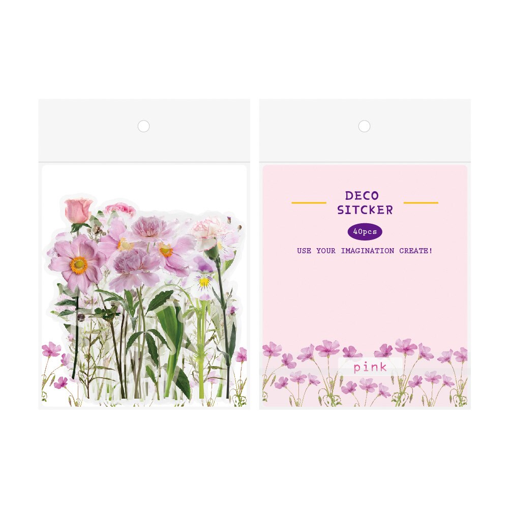 40pcs Kawaii Flower Stickers for Notebooks Stationery Stickers Aesthetic Bullet Journal Supplies Scrapbooking Stickers for Diary: Pink 40PCS