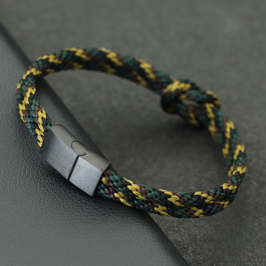 Noter Stylish Knot Bracelet For Men Stainless Steel Detachable Magnet Buckle Beach Nautical Vibe Braslet Pulsera Cuerda Bohemia: dark green