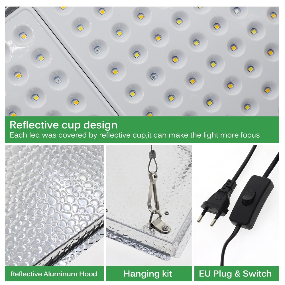 Samsung Diodes LED Grow Light Full Spectrum Quantum Plant Growth Light With Reflector Hood For Indoor Plants Seeding Veg &amp; Bloom