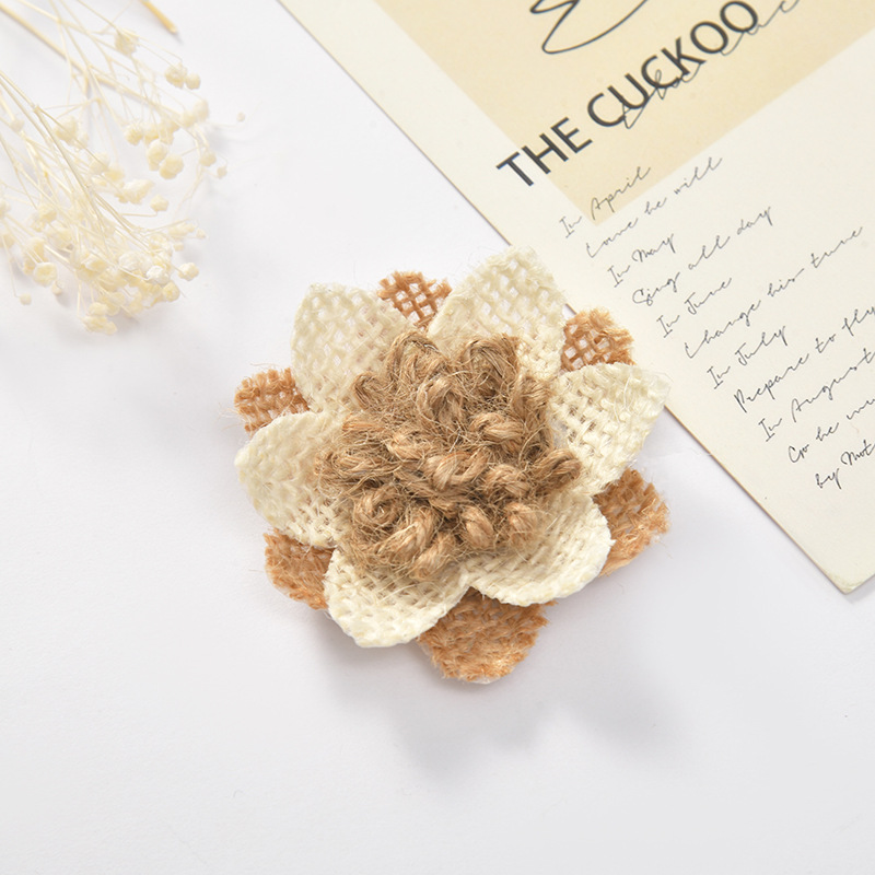 Mezcla de 10 Uds. De flores de arpillera de yute Vintage, flores rosas de arpillera hechas a mano para manualidades florales DIY, decoración para de boda y Navidad