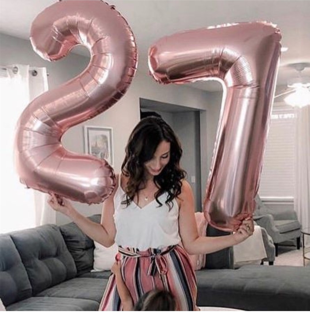 2pcs/lot 32 40inch Rose Gold Number 27 Foil Balloons Happy Birthday Decorations Supplies Girl 27th Years Old Party Decor