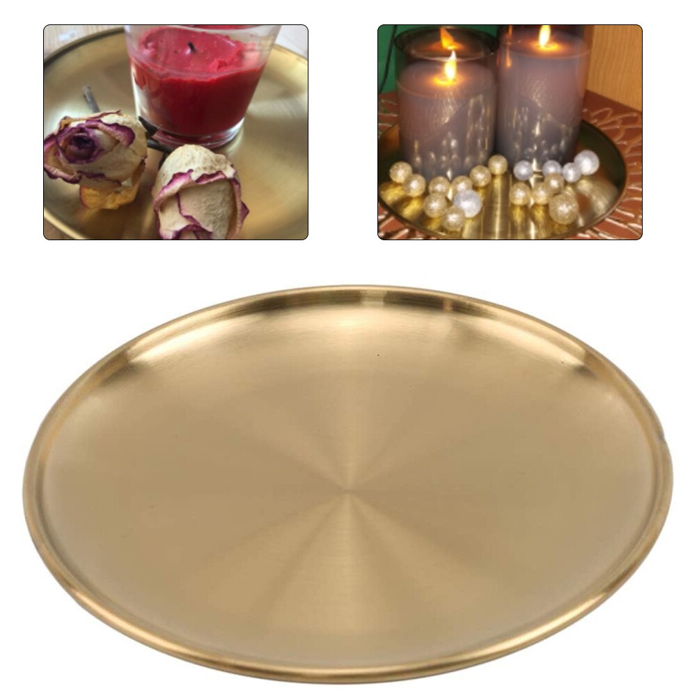 Golden Rvs Opslag Lade Luxe Metalen Ronde Plaat Cake Display Metalen Keuken Fruit Platen Fotografie Prop Home Decor