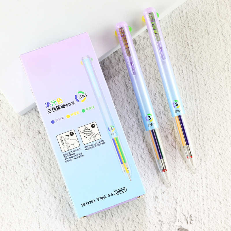 One Color Pen 3 Color Retractable Gel Pen Multi-color Ballpoint ... – Grandado