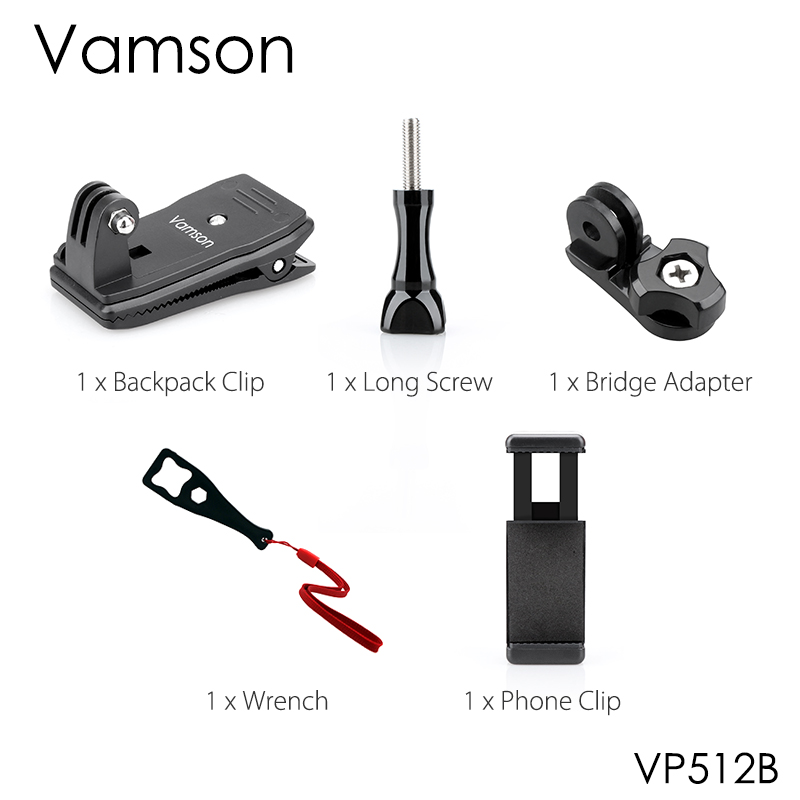 Vamson-accesorios para GoPro 10, 9 y 8, montaje de abrazadera con Clip para mochila, para Go Pro Hero 7, 6, 5, 4, Yi, 4K, SJCAM, EKEN Action Camera: VP512B