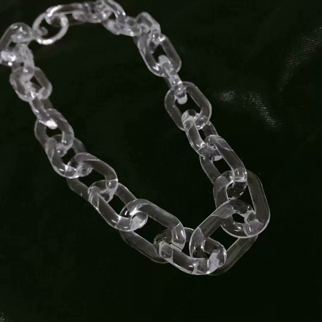 FishSheep-Collar transparente con hebilla para hombre y mujer, cadena, gargantilla, colgante acrílica de bloqueo, joyería Punk: Transparent
