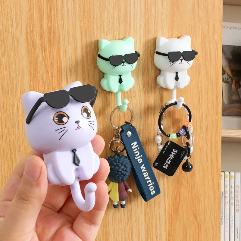 Ganchos para gatitos, gancho de pared para gatos de dibujos animados, colgador para colgar en la pared, soporte para llaves, utilidad de almacenamiento para el hogar, decoración de pared para ropa y sombrero, 4 Uds.