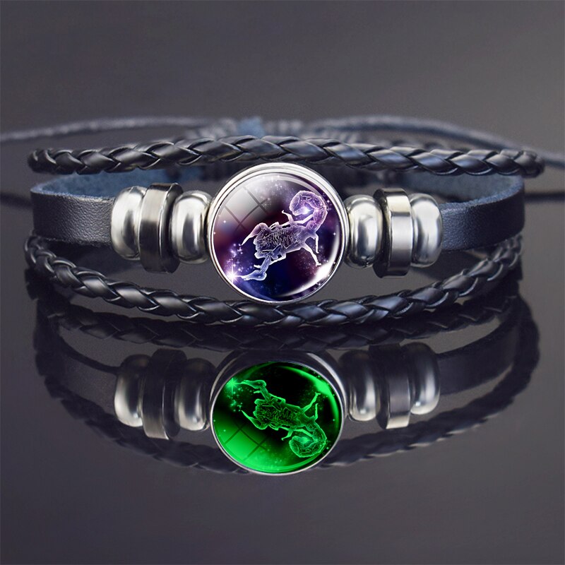 Scorpion Armband Schorpioen Sieraden Lichtgevende Schorpioen Sterrenbeeld Gevlochten Lederen Armband: style 8
