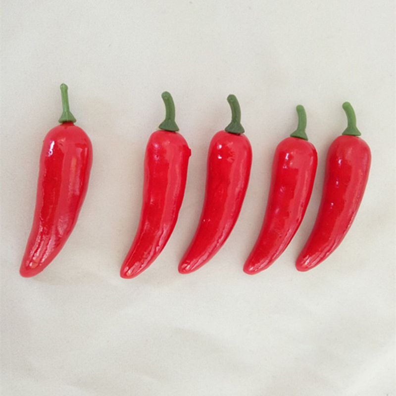 100pcs Realistic Lifelike Artificial Red Pepper Chili Simulation Vegetable Kitchen Home Decor