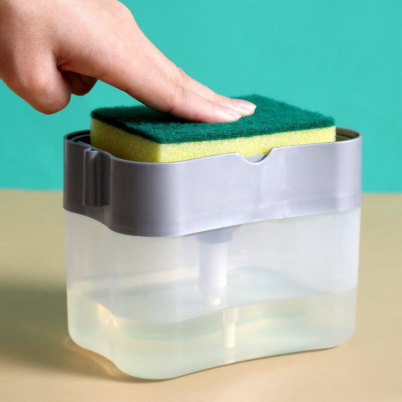 Küche Pinsel Automatische Flüssigkeit Spender, drücken-Typ Automatische Flüssigkeit Kasten, Scheuer Pad, Spülmittel Pinsel, Seife Spender