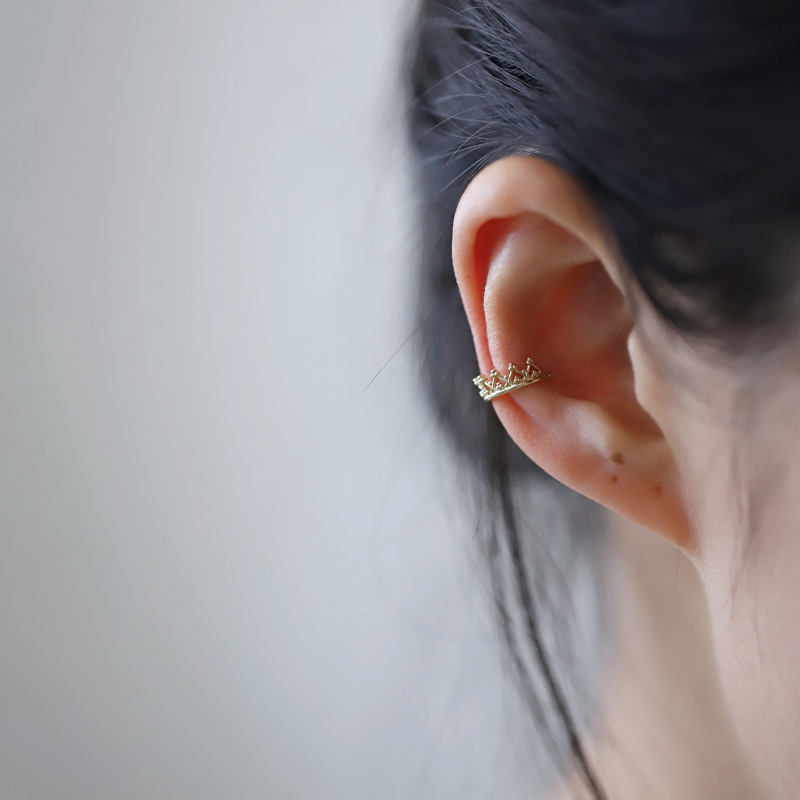 INZATT-pendientes de plata de primera ley con forma de corona para mujer, aretes pequeños, plata esterlina 925, oro de 14 quilates, estilo minimalista, Punk,