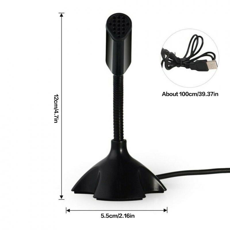 Micrófono de voz Mini USB para estudio, micrófono para portátil ajustable, micrófono con soporte para PC de escritorio de