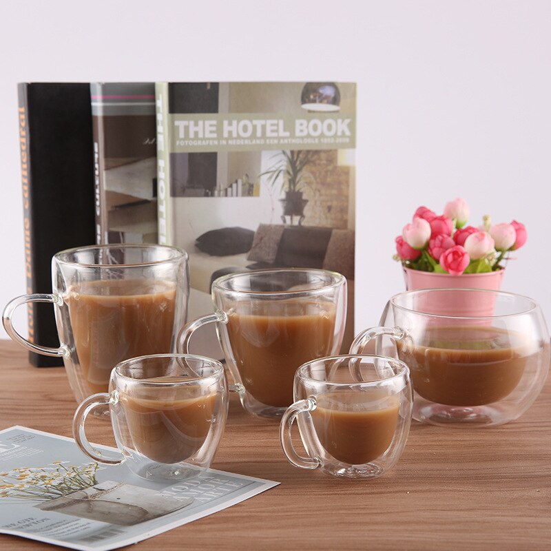 260ml värmebeständig kaffekopp dubbelvägg transparent söt mjölk te glas kopp cocktail vodka vinmugg julkopp