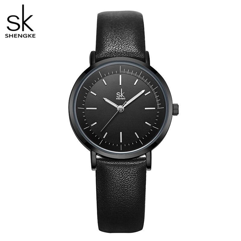 K9023 parklockor kvinnor och män läderarmbandsur enkel vattentät klocka pararmbandsur för kvinnor och män: Svarta kvinnor klocka