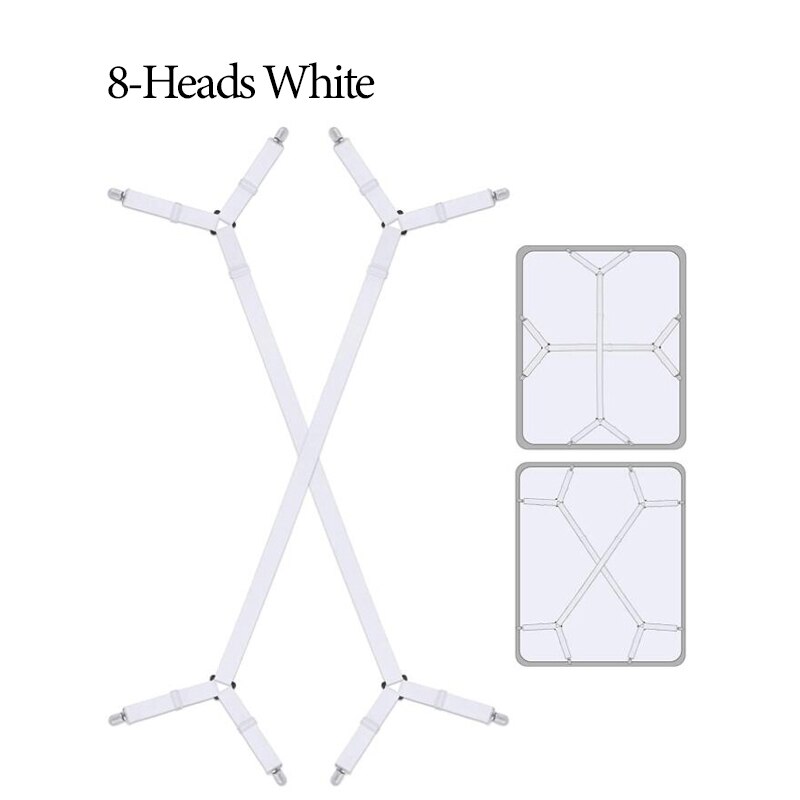 12 grampos de folha de cama elástica prendedor de cinto cinta antiderrapante colchão clip fixadores capa cobertores prendedores organizar gadget: 8 Clips-White