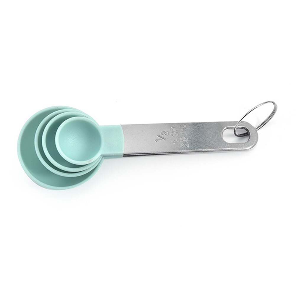 4 Uds cucharas medidoras cuchara de bolas de helado de acero inoxidable taza medidora cocina escamas vaso cocina Teaspoons cocina herramientas de medición de azúcar Set-30: Green-2