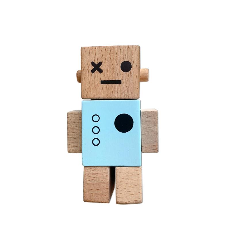 Nordic Wooden Baby Toys Robot Toys For Kids Boy Wooden DIY Room Decor Presents Baby Block Children Goods Toys: Sky Blue