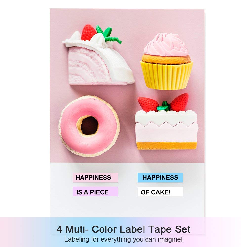 4 pack Tz Tape 12mm laminated P touch label Tape compatible for Brother PT-H100 PT-H110 PT-D200 PT-D450 Label Maker ribbons