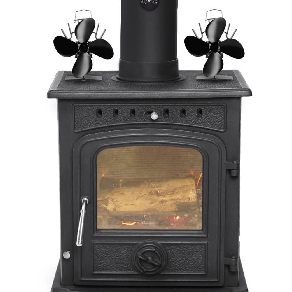 Mini Black Burner Stoves Fan Four Leaf Burning Stove Fan Ecological Fireplace Fan Wood Burner Stoves Home Heat Distribution