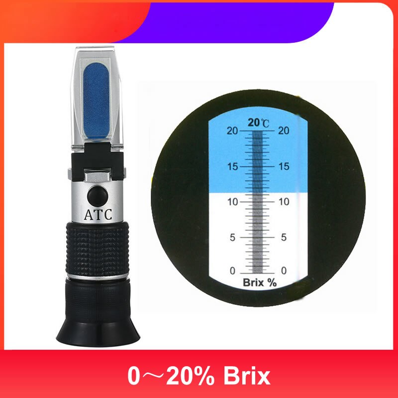 Booyah-refractómetro Brix de alta precisión, prueba de contenido de azúcar, Prisma de mano, instrumentos ópticos, instrumento de medición de azúcar, 0-20%: 0-20