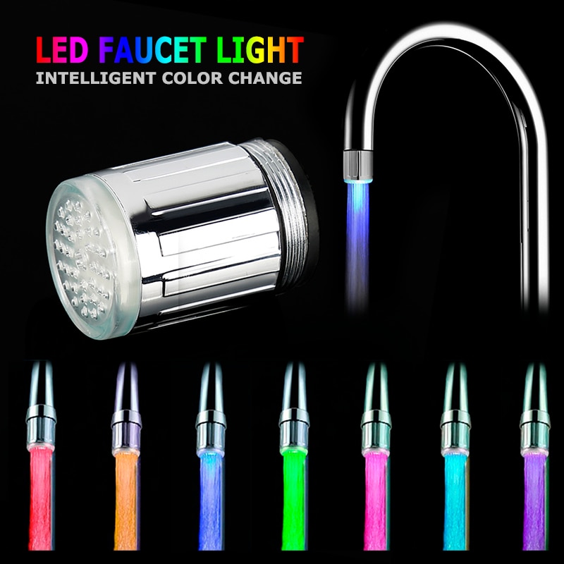 changeante lueur lumière-up LED robinet d'eau cuisine robinet de douche robinet lumineux buse tête salle de bain lumière 3 couleur 7 couleurs