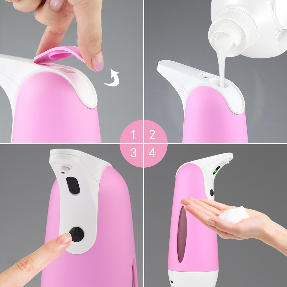 Distributeur automatique de savon sous forme de mousse, recharge USB, capteur infrarouge intelligent, désinfectant pour les mains, pour salle de bains et cuisine