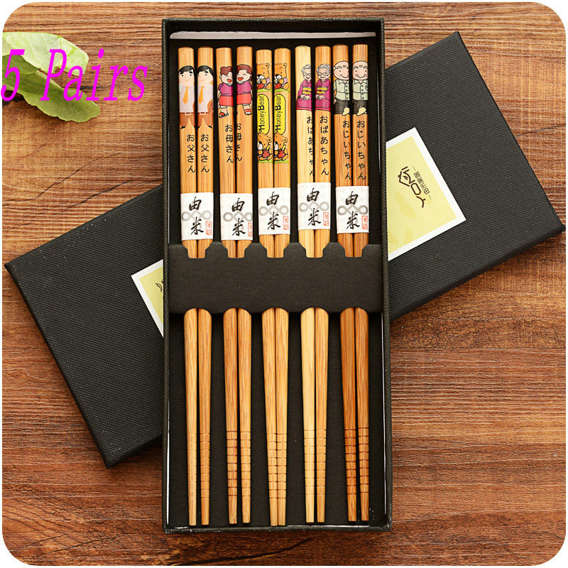 5 pairs Bambus Chinesischen Stäbchen Mehrweg Geschirr Dinning Essen Japanischen Essstäbchen für Sushi Lebensmittel Sticks: Type 6