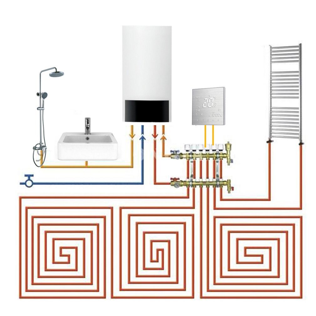 Thermostats Digital Water/Gas Boiler Heating Thermostat WiFi Voice Control Touch screen Home Room Temperature Controller