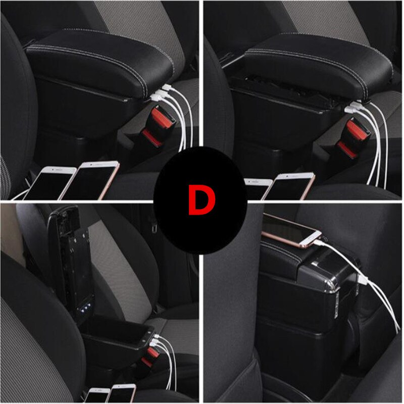 For Hyundai I20 armrest box with usb: D Black white line