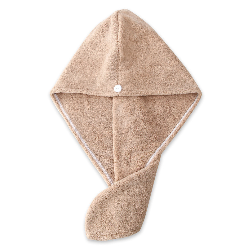 Toallas de microfibra para el cabello, sombrero triangular de secado rápido, espesar el secado del cabello, toallas absorbentes suaves para mujer, Toalla de baño: Khaki