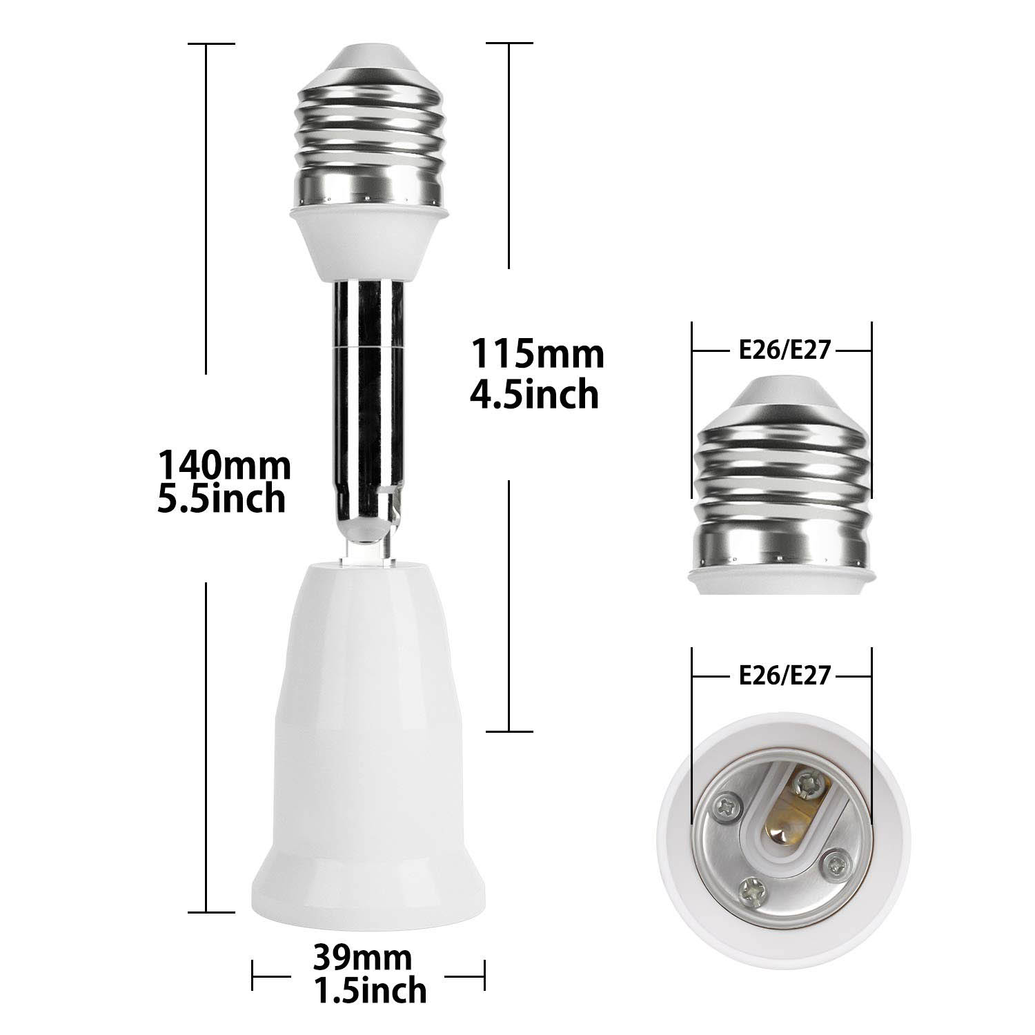 E26 E27 casquillo de bombilla 180 grados extensión ajustable Flexible bombilla de cerámica mediana convertidor adaptador de casquillo de lámpara