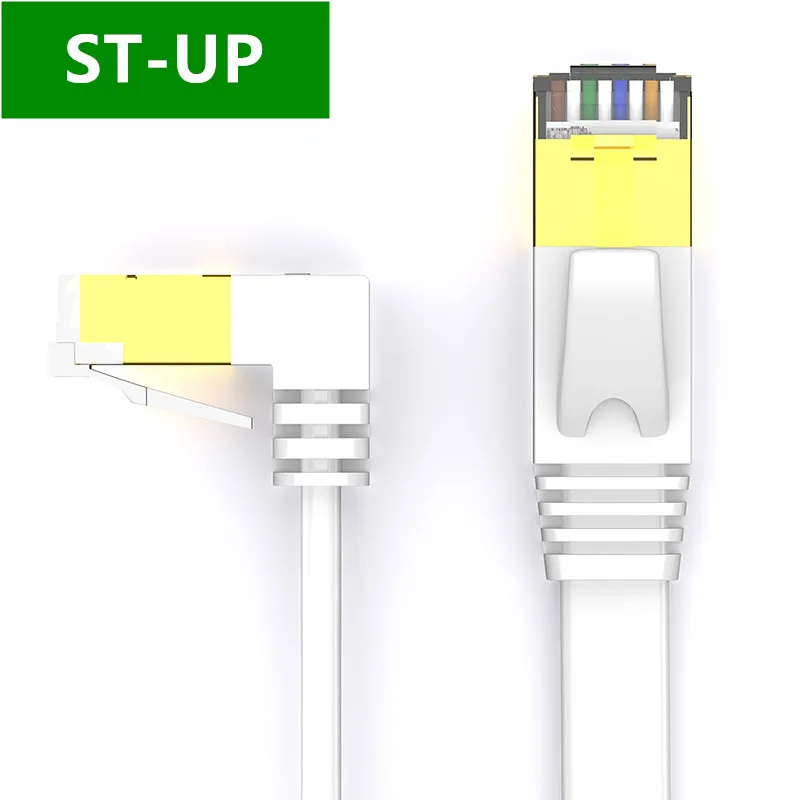 CAT 7 Ethernet Cable RJ45 Cat7 Lan Cable 1M 2M 3M 5M 10M RJ 45 Flat Network Cable Patch Cord UP&Down Right Angle 90 Degree Cable: Ivory / 50m