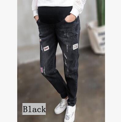 Mutterschaft Blau Jeans Für Schwangere Frau Schwangerschaft Hosen Elastische taille Schwangerschaft Kleidung Plus Größe Schwarz Denim Schwangere Kleidung: Schwarz / 5XL