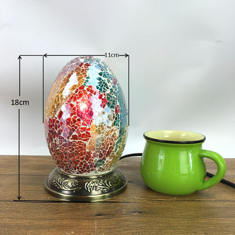 Oeuf turc mosaïque lampes pour intérieur maison table décor à la main mosaïque verre abat-jour côté table lampe rétro enfants table de chevet lampe: US Plug