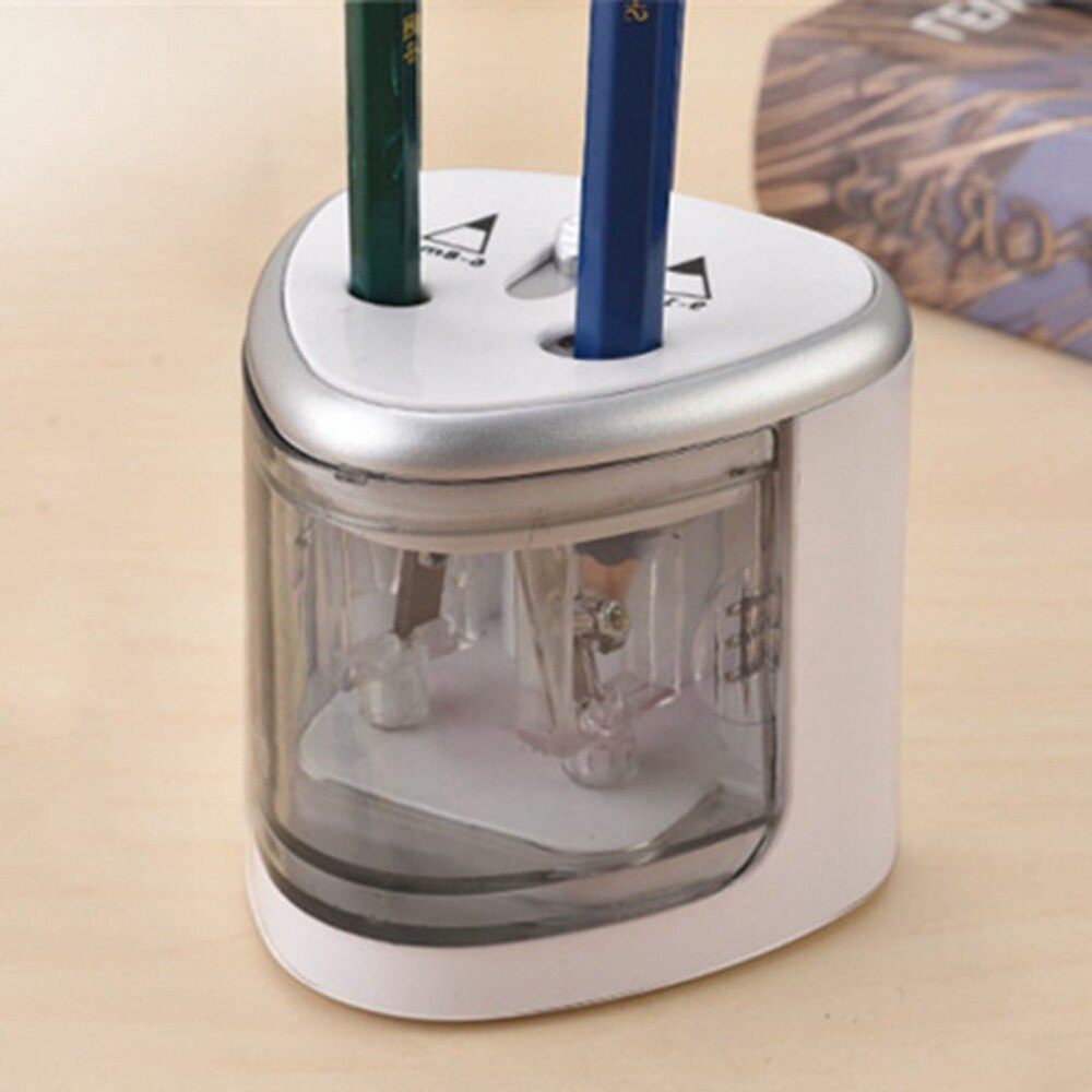 Sacapuntas automática de dos agujero eléctrico Interruptor táctil lápiz sacapuntas navaja escuela suministros de oficina