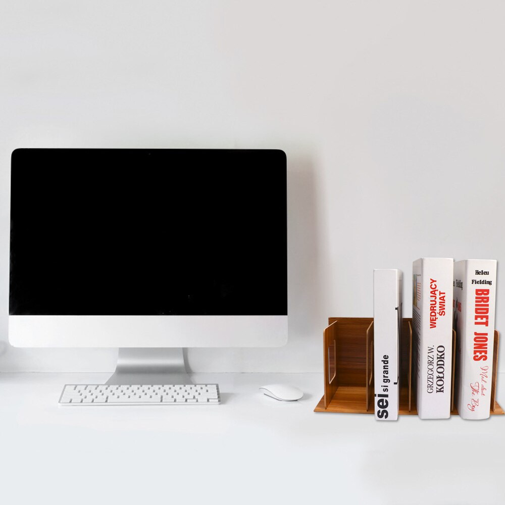 DIY Wooden Bookends Nonskid Heavy Duty Book Ends Supports Home Storage Rack for Books DVDs Magazines (Black)