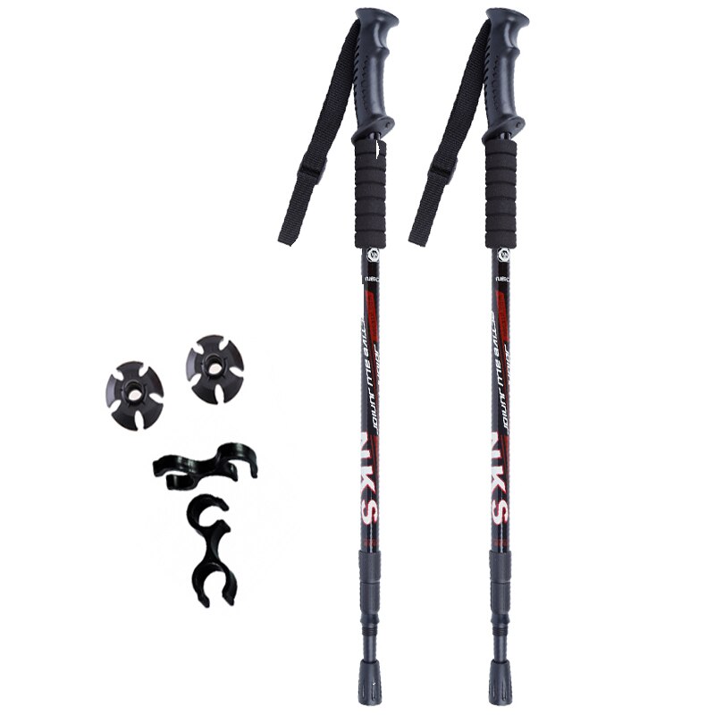 2 Pz/lotto anti shock nordico a passeggio bastoni Bastoncini Da trekking Ultraleggero A Piedi Canne Telescopiche trekking con Punte in Gomma Protezioni