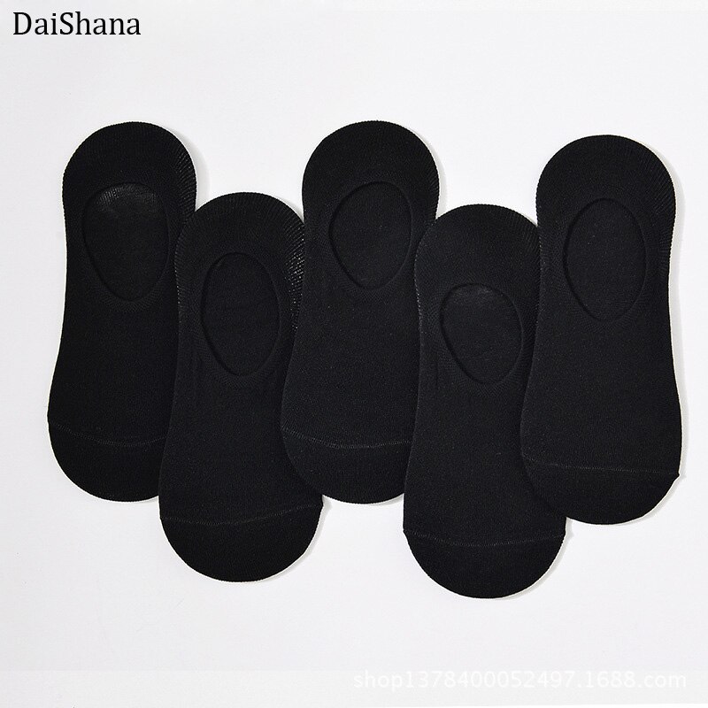 5 Pairs Zomer Dunne Onzichtbare Katoen Mannen Sokken Siliconen Antislip Sok Voor Mannen Ademende Pure Kleur Sokken mode Boot Sokken: 3