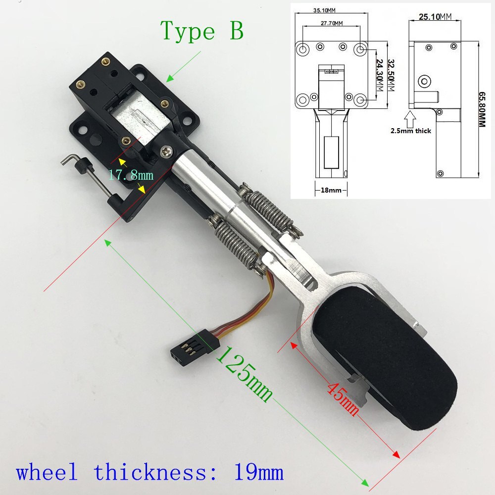 Single Wheel Retractable Nose Landing Gear for RC Airplanes and Jets: Type B 125mm Height