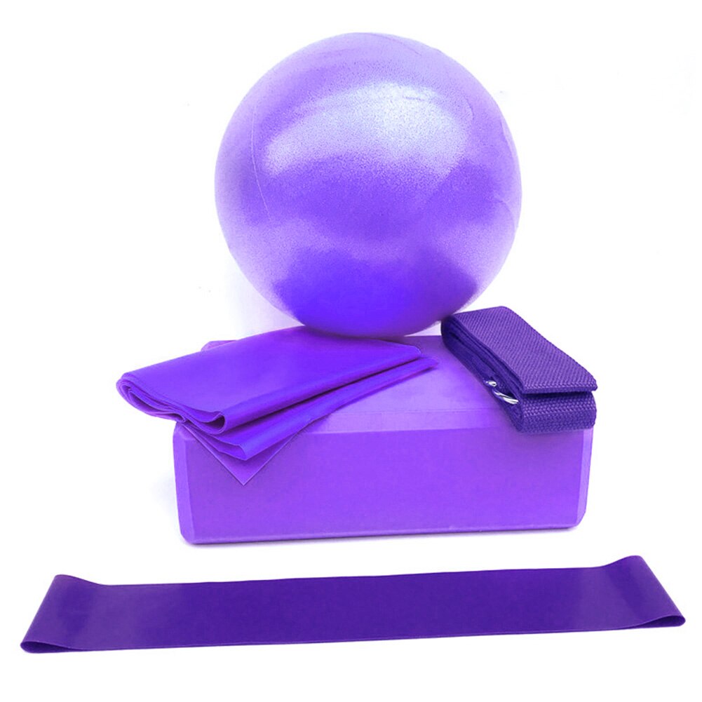 5 kpl jooga aloittelijavarusteet setti pilates tarvikkeet lohkot helppo puhdistaa harjoitus kuntosali minipallo venytyshihna kotiin kannettavaan: Violetti