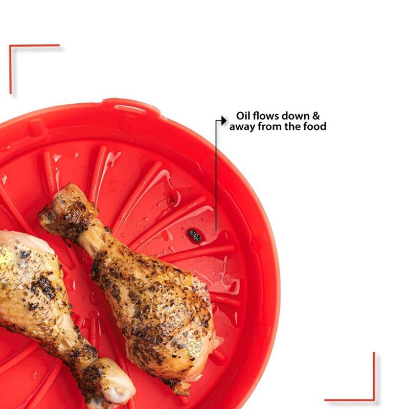 Airfryer Siliconen Pot Lucht Friteuses Oven Bakplaat Gebakken Pizza Kip Mand Mat Vierkante Ronde Replacemen Grill Pan Accessoires