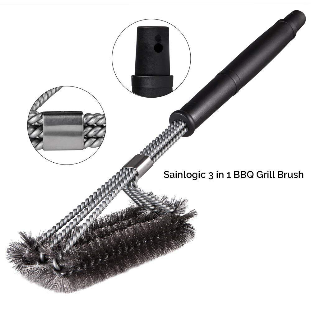 Barbecue brush, 3 in 1 barbecue grill brush cleaning brush with stainless steel wire, very suitable for barbecue, gas grill elec