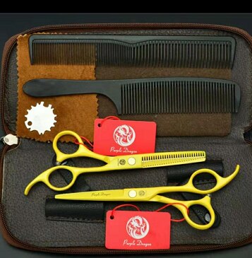 6 inch Hairdressing scissors set Straight Thinning Barber shears Personality Hair Cutting Shears: PD-6YL set bag comb