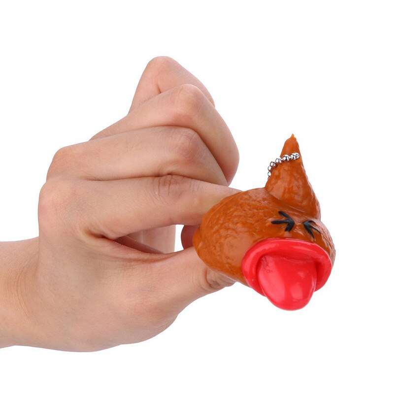 Funny Poop Keychain Squishy Toy Pop Out Tongues Novelty Fun Tricky Prank Squeeze Antistress Fidget Toy for Adults Children