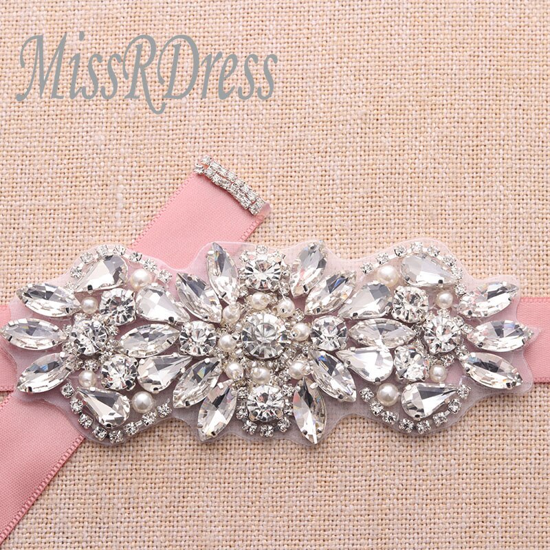 Missrdress crystal pearls bryllup bælte diamant brude bælte sølv rhinestones bælte sash til brude brudepige kjoler  jk847